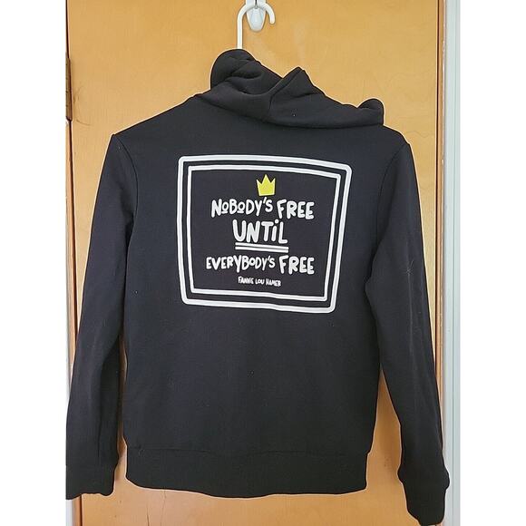 Because Of Them We Can "Nobody's Free Until Everyone's Free" Zip Sweatshirt S - Picture 6 of 6